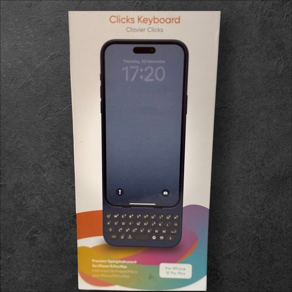 Clicks Keyboard Case -- IPhone 15 Pro Max Navy Blue - Picture 2 of 4